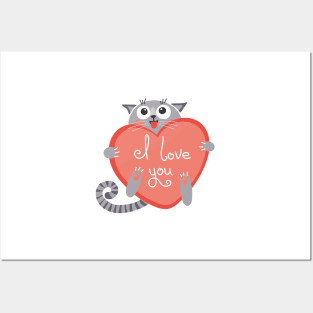 cat love Posters and Art